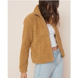 Plush Camel Teddy Fleece Jacket with Zip